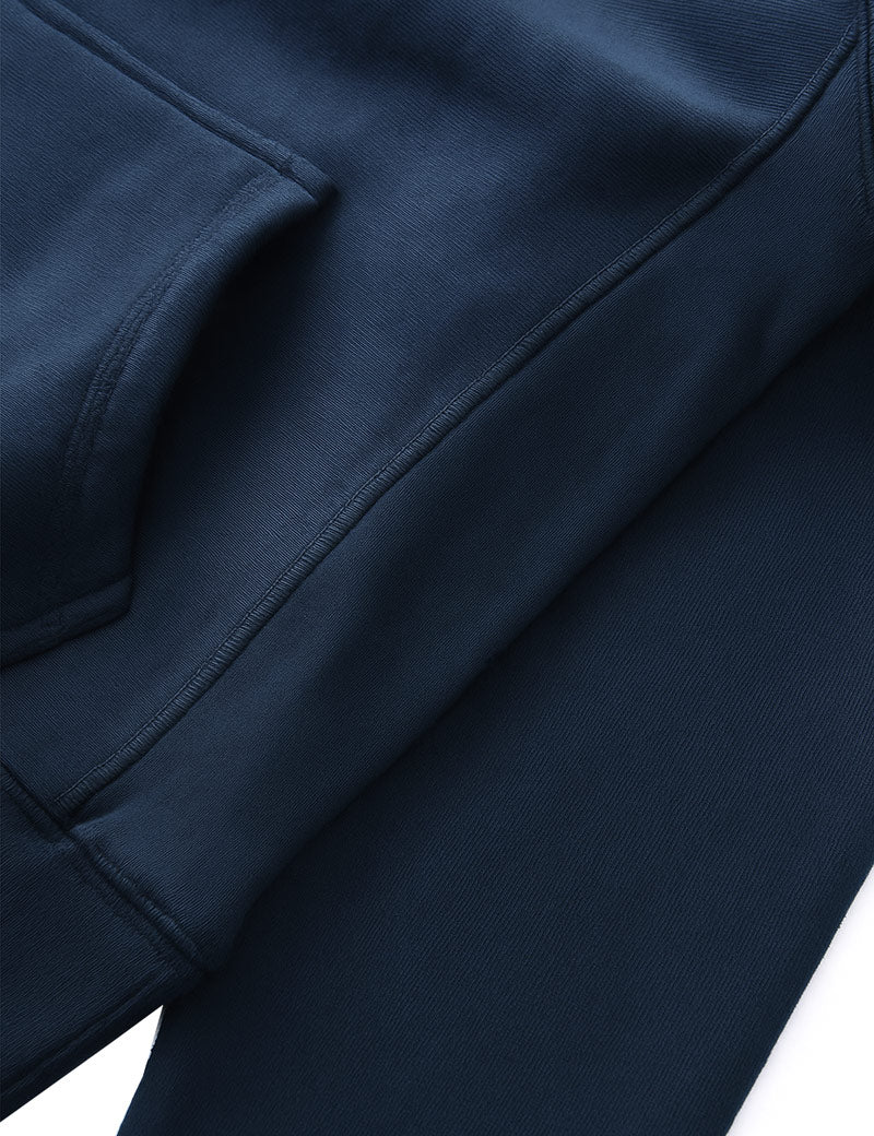 Power Goods Super Weight Hoodie Navy Blue Side Ribbing