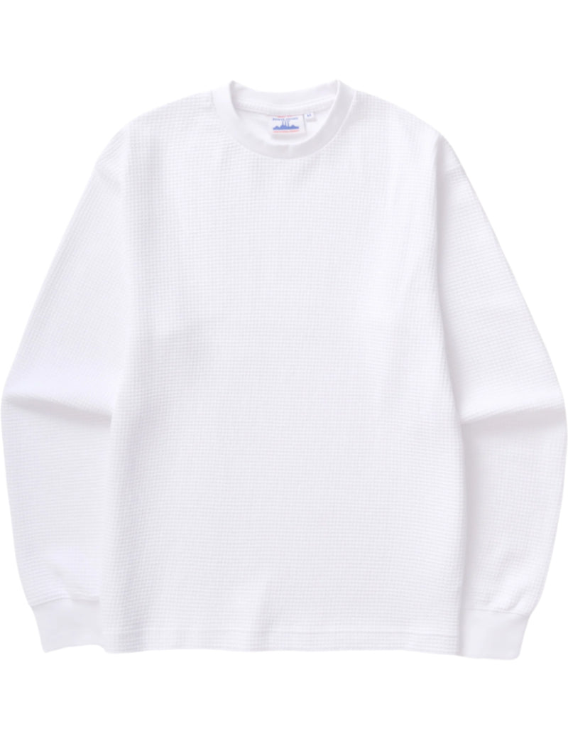 Power Goods Thermal Waffle Long Sleeve T-Shirt White Front