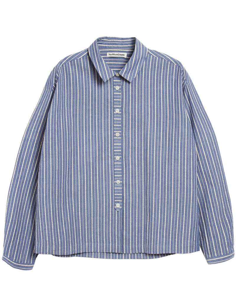 YMC Marianne Shirt Navy Natural | Uniform Research