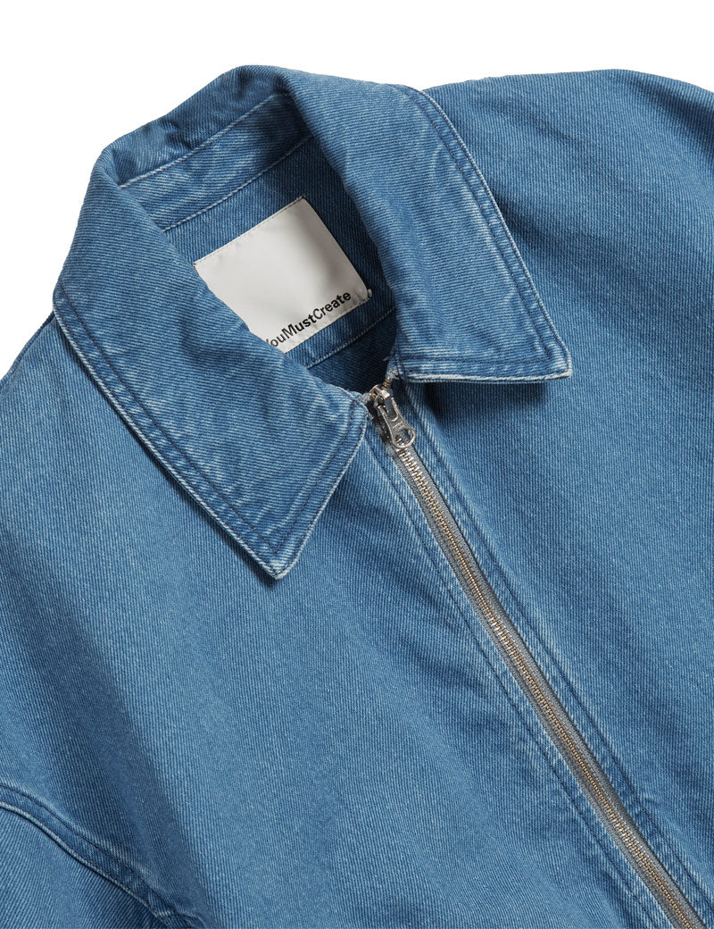 YMC Spencer Jacket 90's Denim Indigo Collar Detail