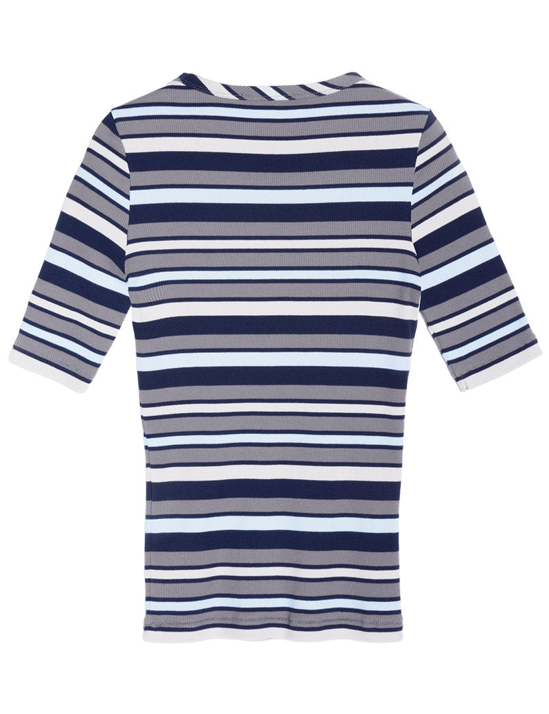 YMC Charlotte Stripe T-Shirt Blue Multi Back View