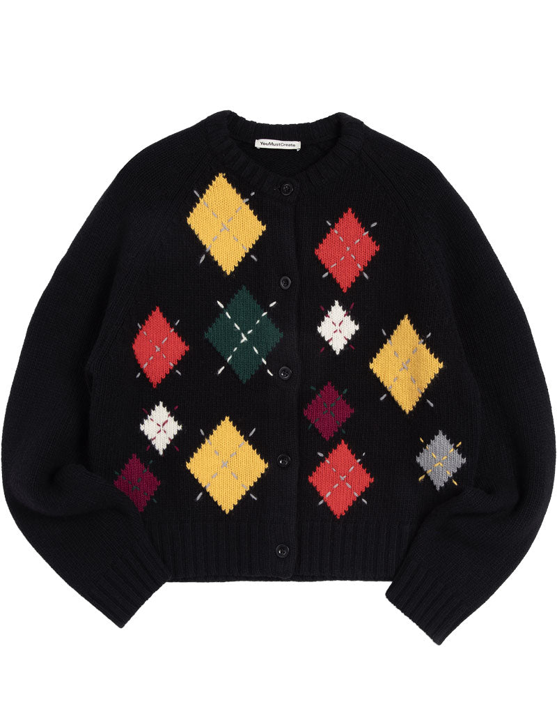 YMC Atomic Cardigan Black Argyle