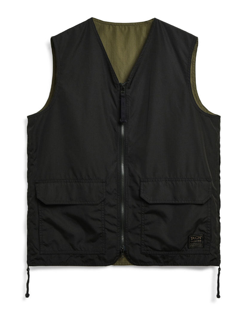 Taion Military Reversible V Neck Vest Black