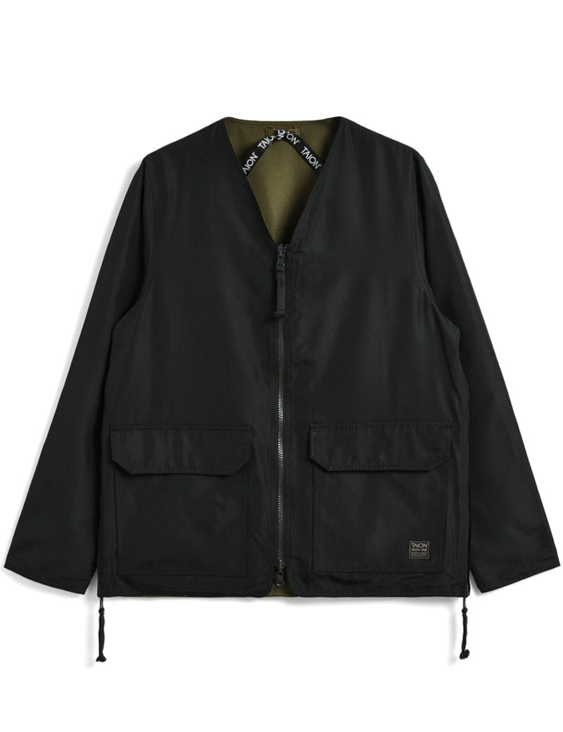 Taion Military Reversible V Neck Cardigan Black