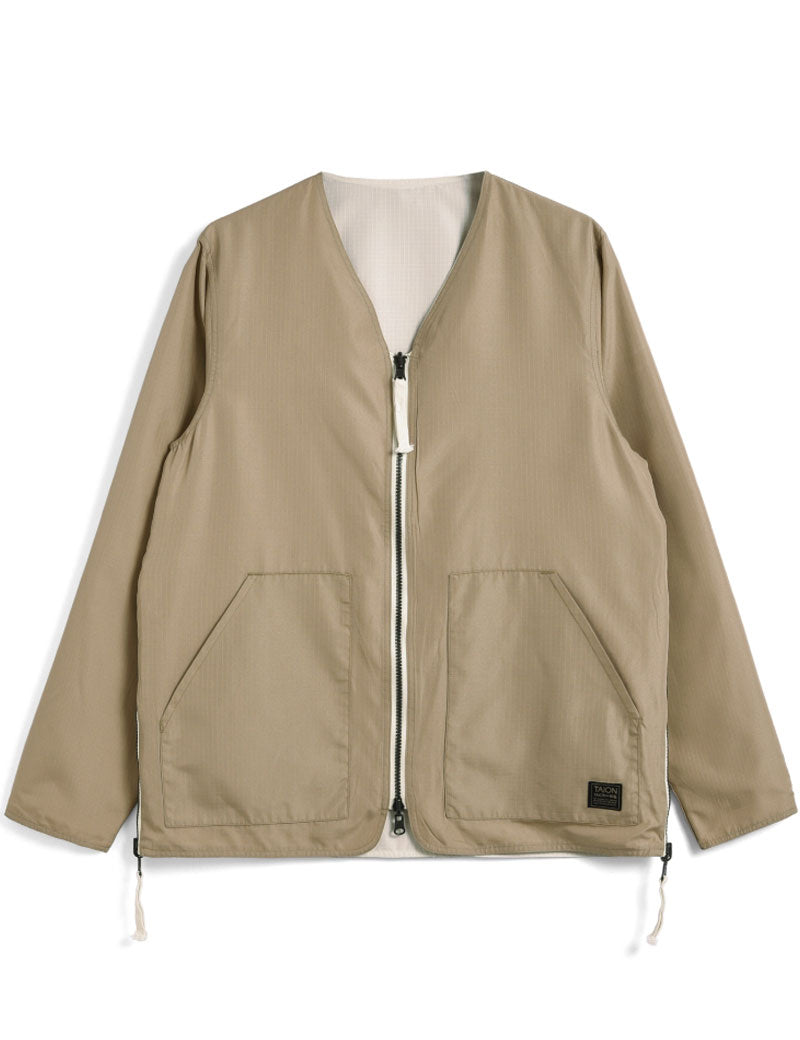 Taion Military Reversible V Neck Cardigan Off White