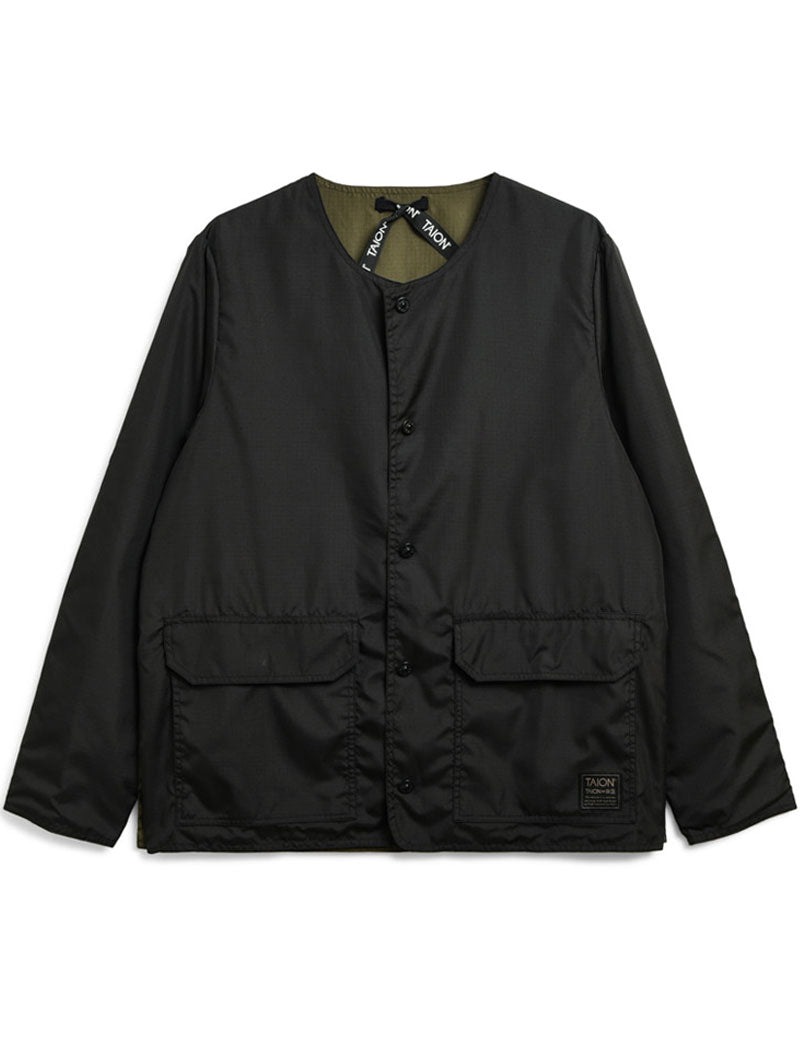 Taion Military Reversible Crew Neck Cardigan Black