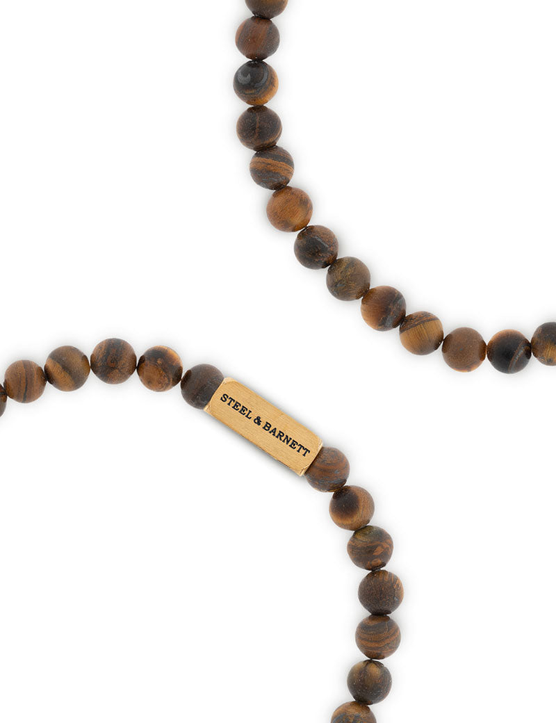Steel & Barnett Natural Ned Bracelet Matt Tiger Eye 18K Gold
