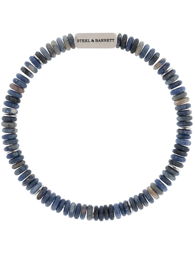 Steel & Barnett Two Tone Disc Gemstone Bracelet Matt Sodalite
