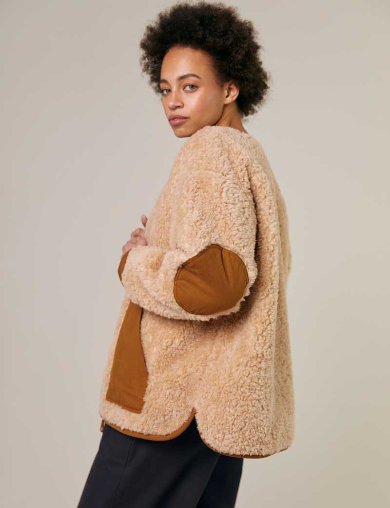 Sideline Arc Coat Natural Shearling