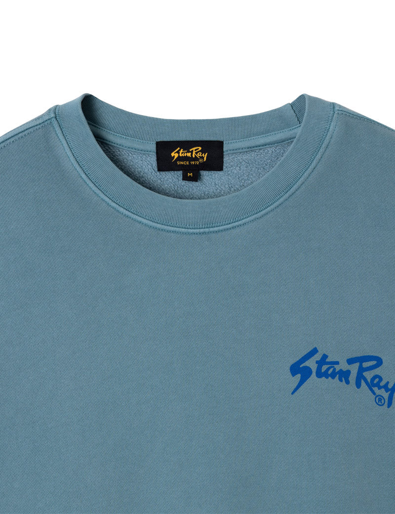 Stan Ray OG Crew Sweatshirt Brittany Blue Chest Print and Collar