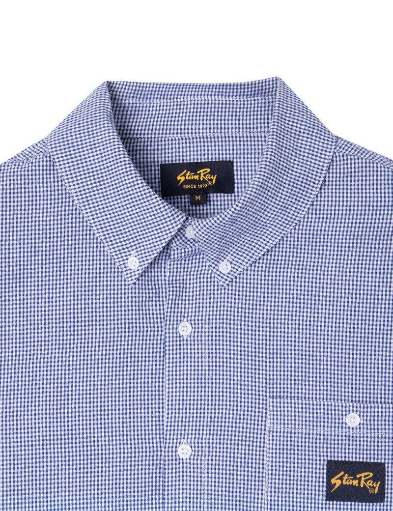 Stan Ray Flannel Shirt Blue Gingham Collar and Pocket Detail