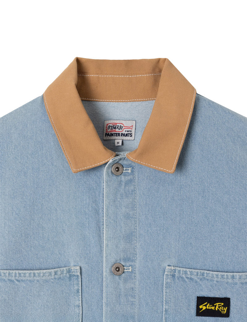 Stan Ray Coverall Jacket Ice Stone Denim Collar Detail