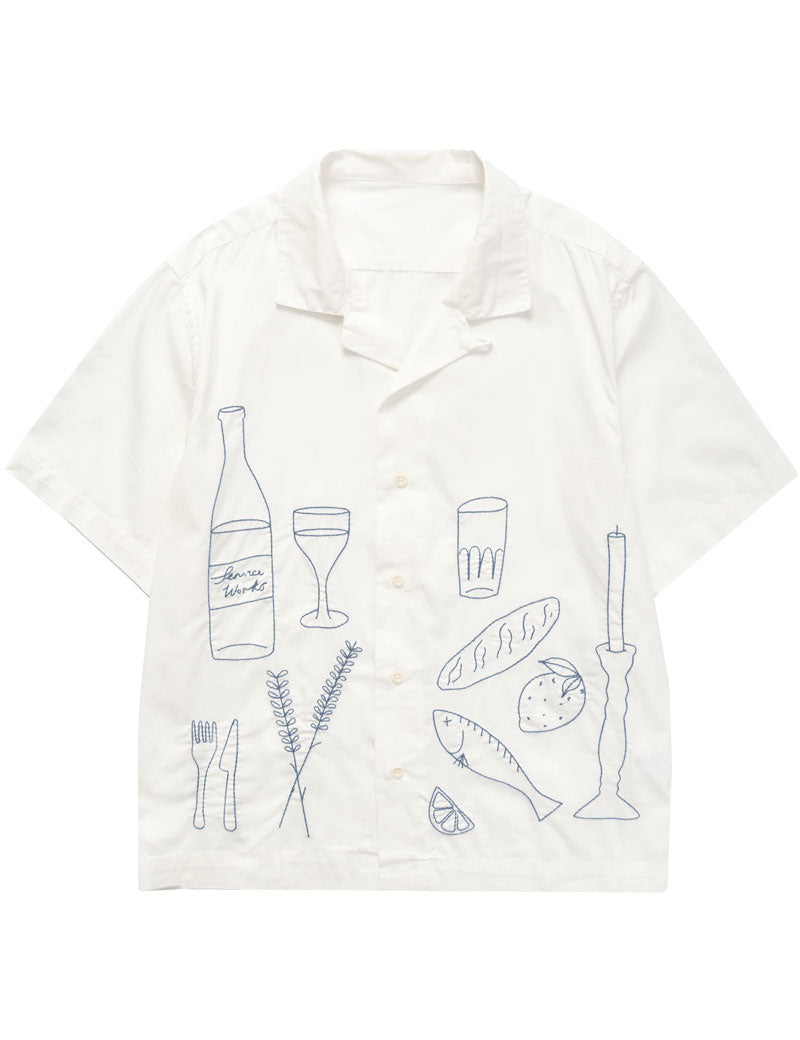 Service Works Light Twill Picnic Short Sleeve Shirt Off White