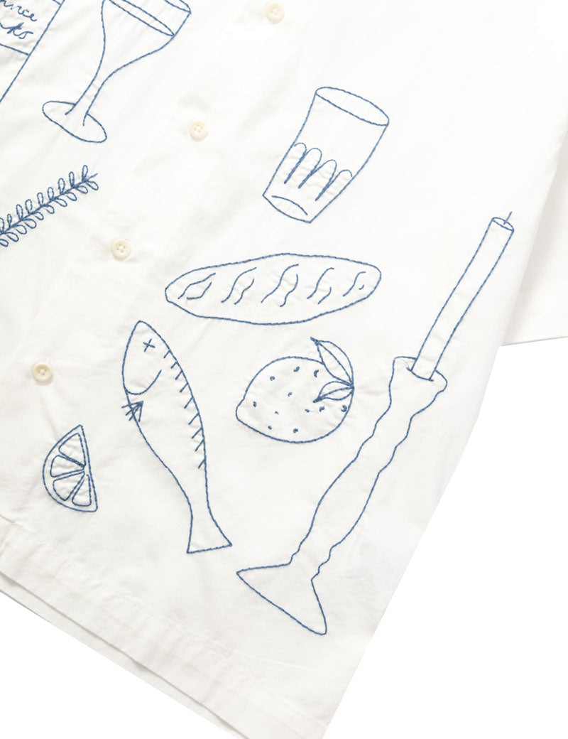 Service Works Light Twill Picnic Short Sleeve Shirt Off White