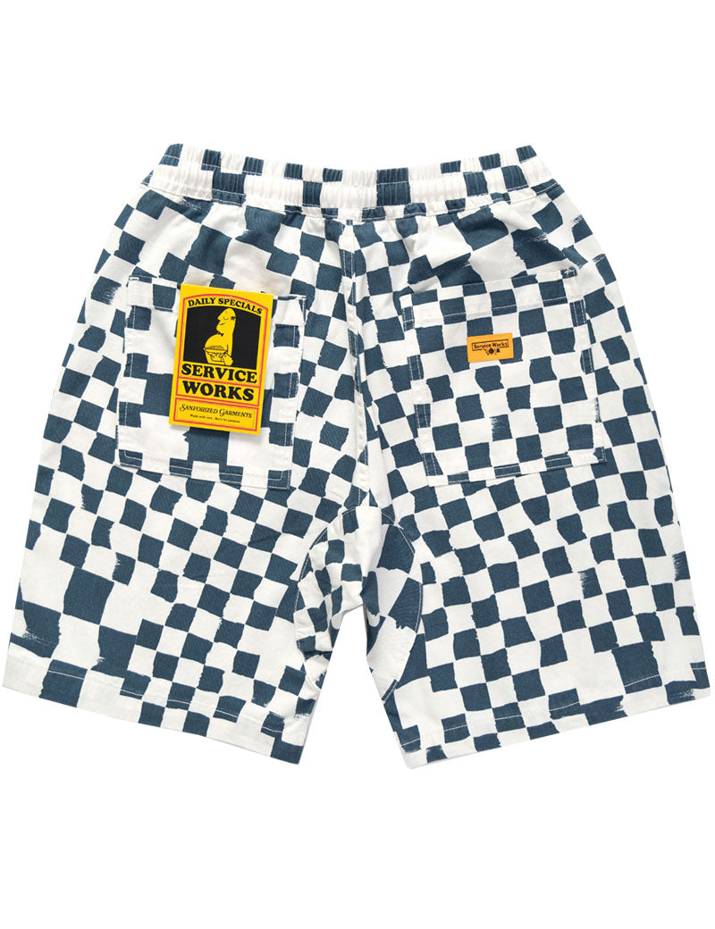 Service Works Printed Chef Shorts Teal Checker