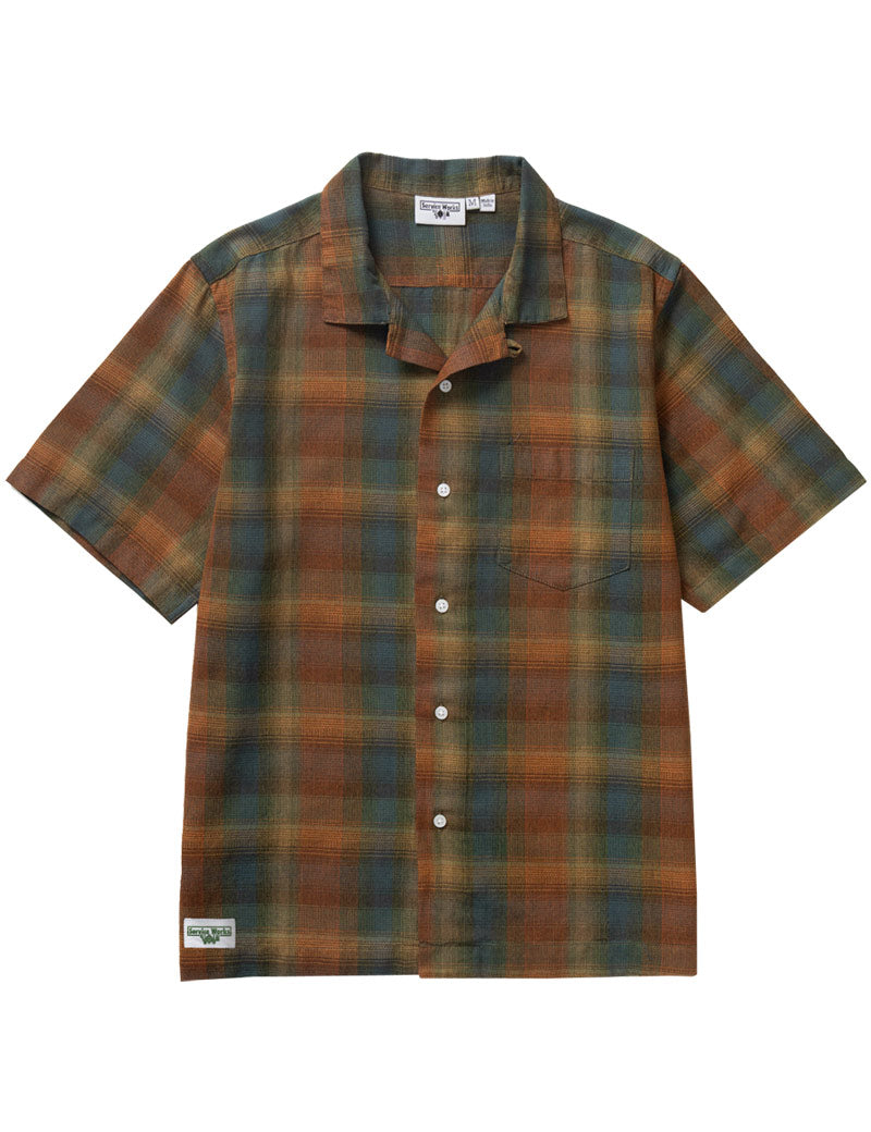 Service Works Plaid Resort Shirt Brown Front