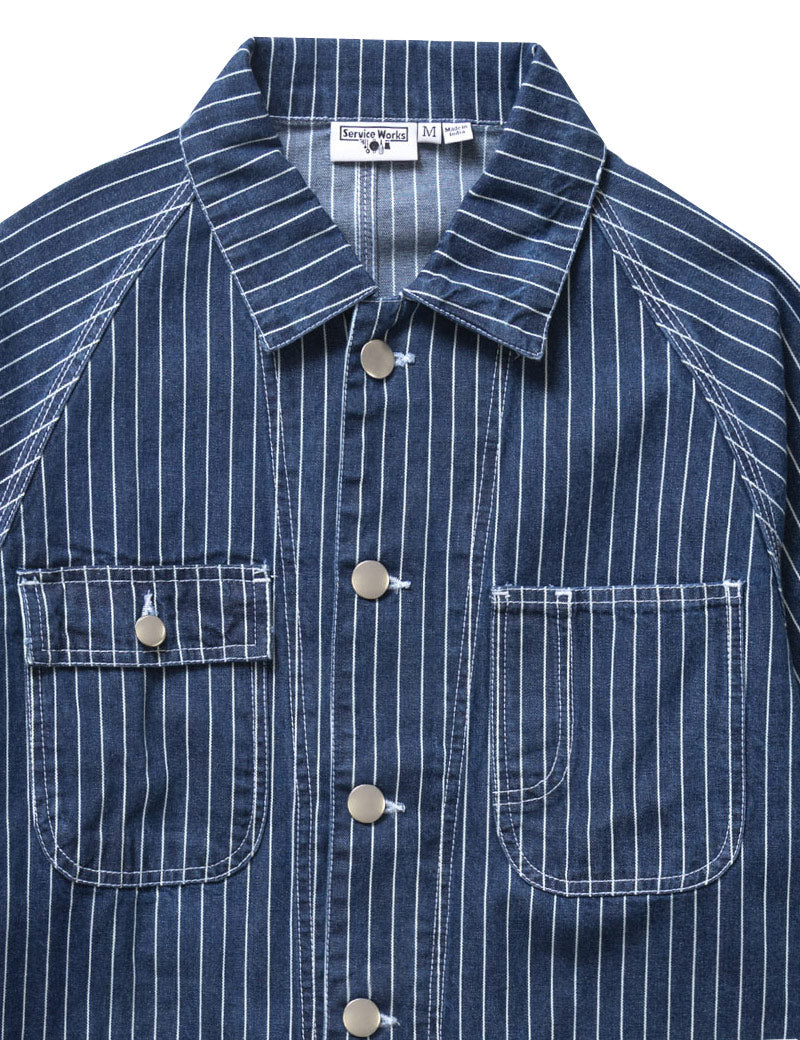 Service Works Pinstripe Denim Coverall 2.0 Indigo Collar
