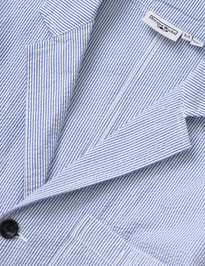 Service Works Seersucker Server Suit Jacket Navy Stripe Lapels