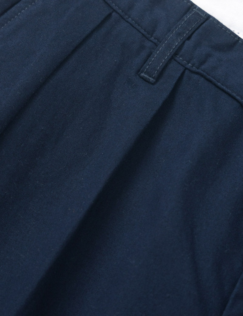 Service Works Twill Part Timer Pant Dark Navy Pleat Detail