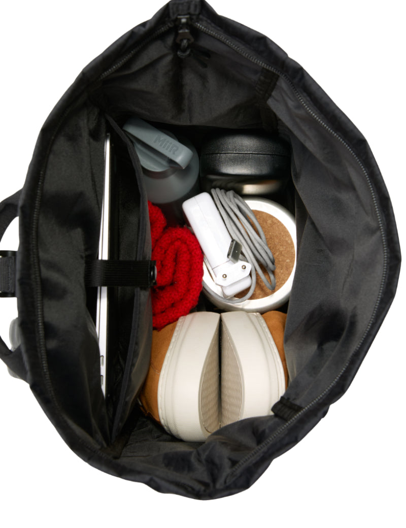 Sandqvist Grid Rolltop Backpack Black Top Open