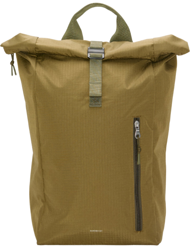 Sandqvist Grid Rolltop Backpack Olive Front