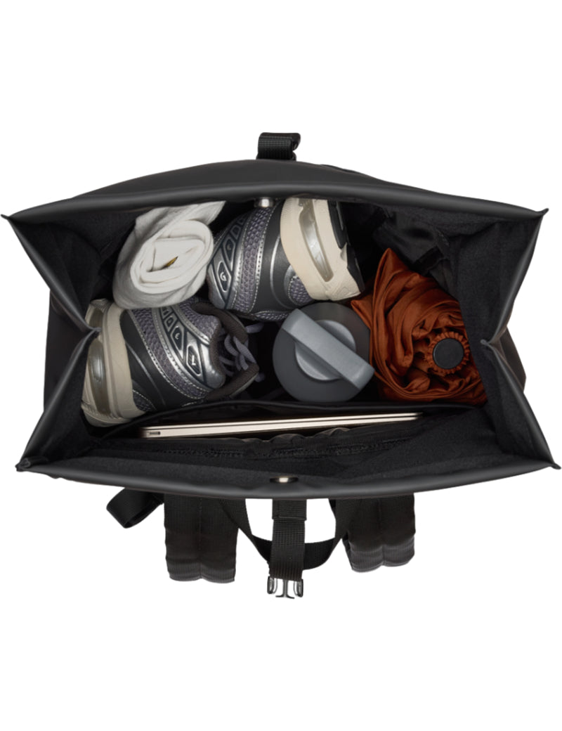 Sandqvist Stream Rolltop Backpack Black Roll Top Open