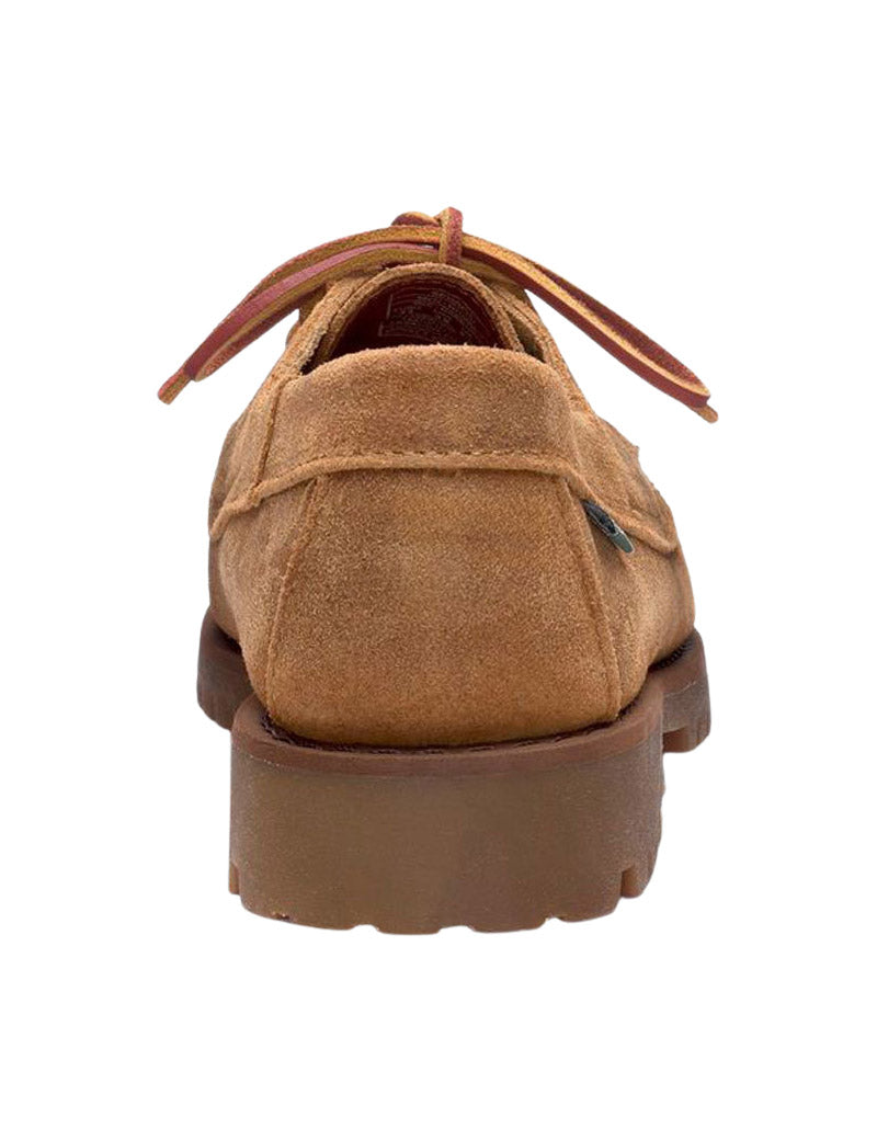 Sebago Askook Lug Suede Moccasins Waxed Beige Camel Heel View
