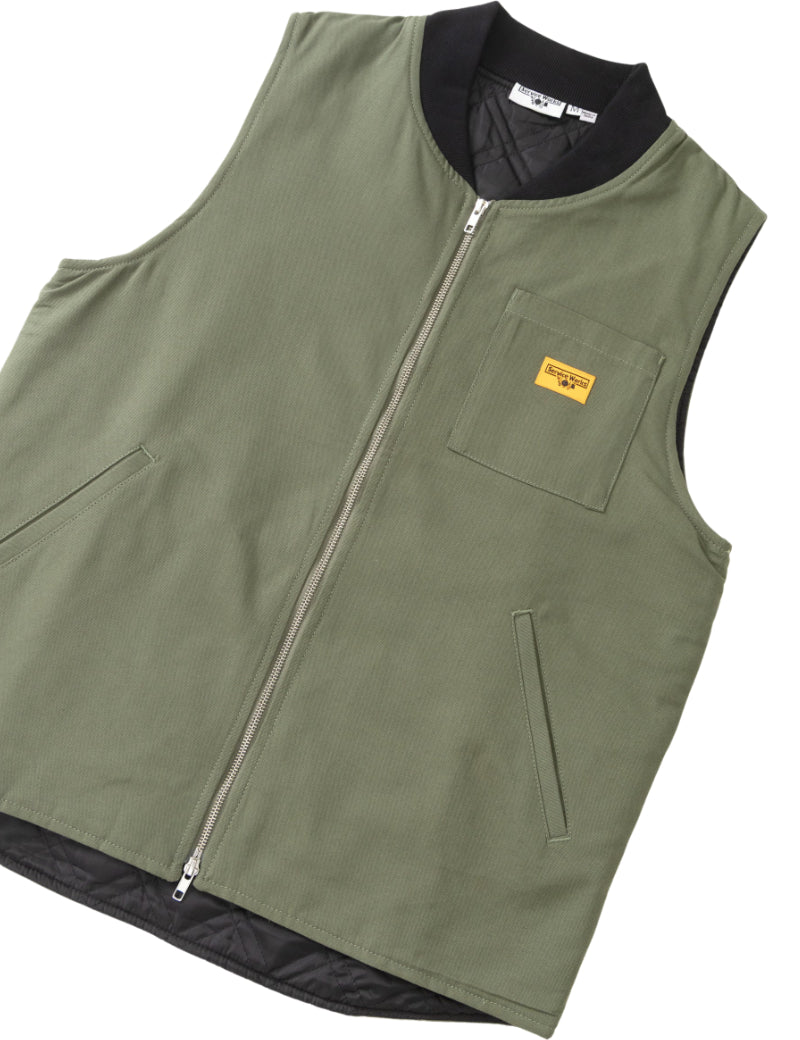 Service Works Canvas Work Vest Olive Front Angled