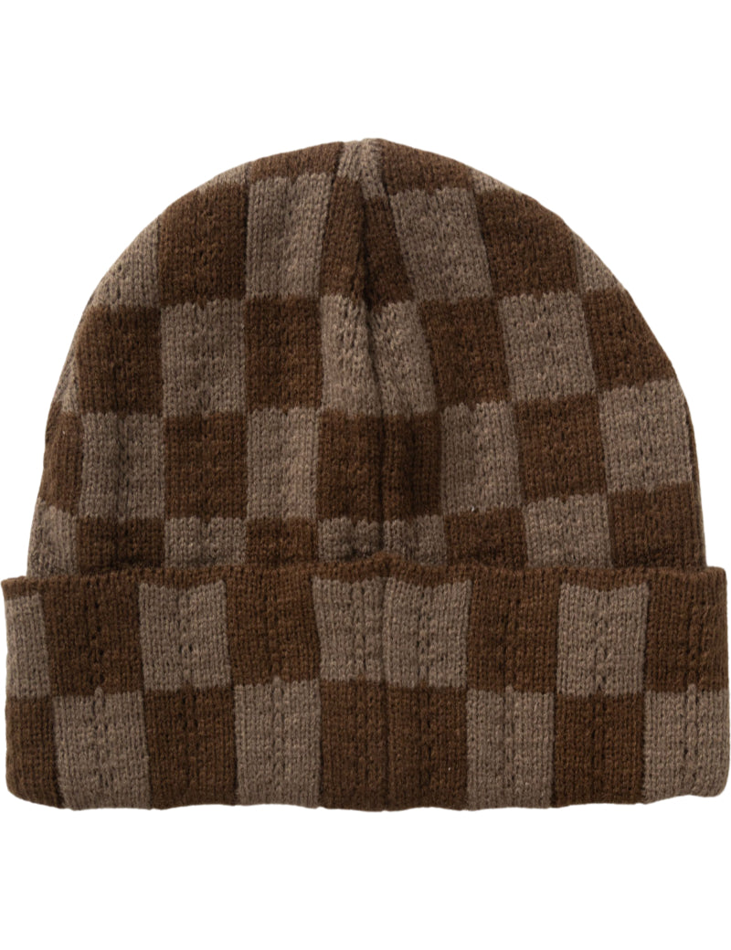 Service Works Chunky Check Beanie Brown Back