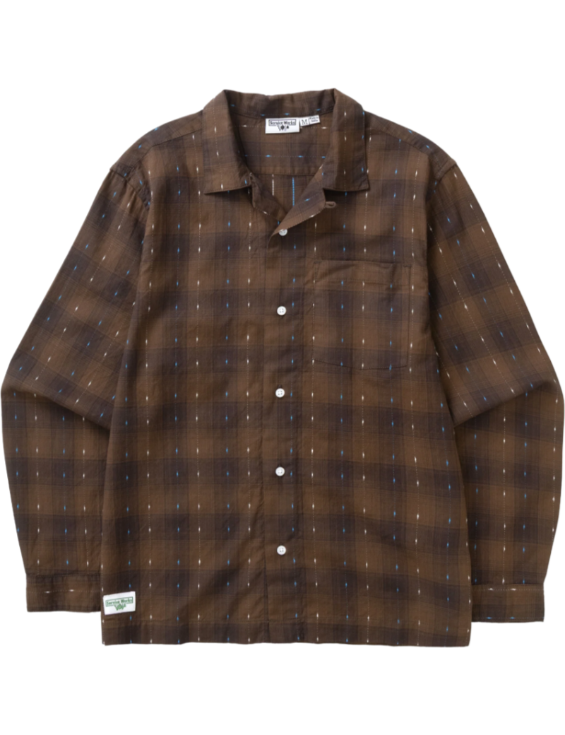 Service Works Drag Stitch Resort Shirt Brown Front