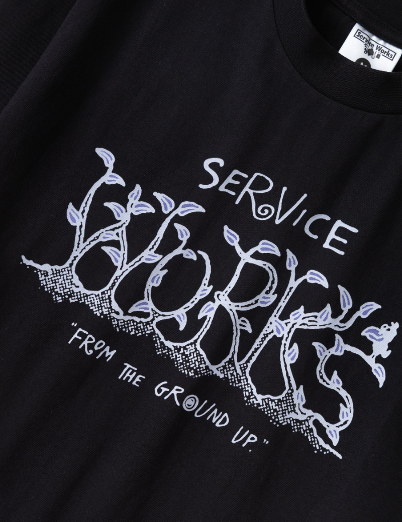 Service Works Ground Up T-Shirt Black Print Detail