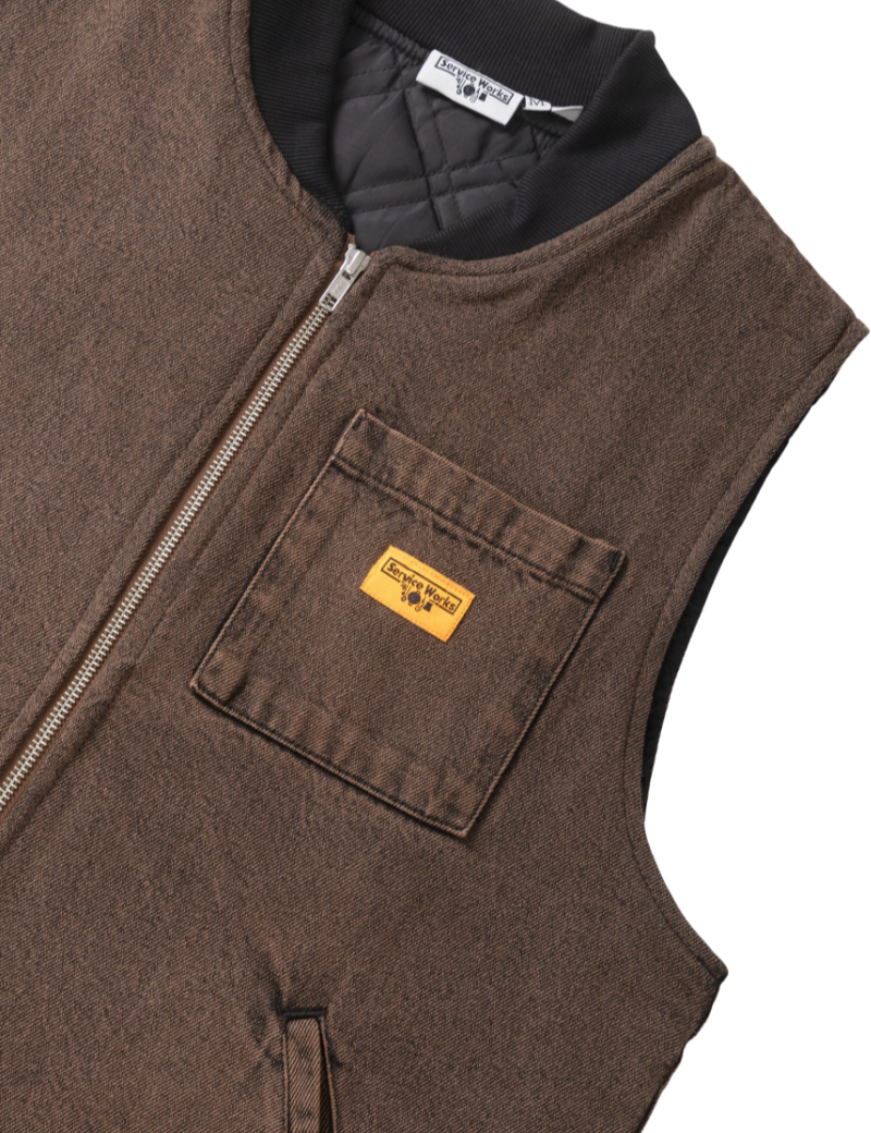 Service Works Over Dyed Work Vest Umber Chest Pocket