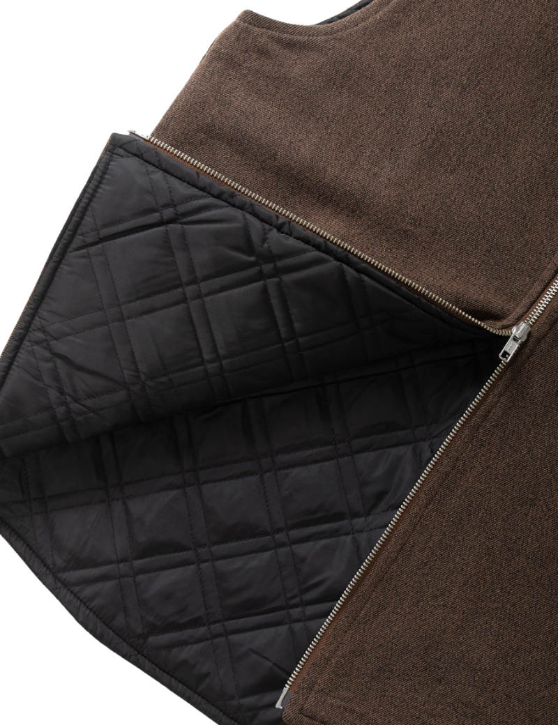 Service Works Over Dyed Work Vest Umber Quilted Lining