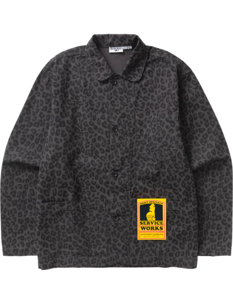 Service Works Patterned Easy Chef Shirt Black Leopard Front