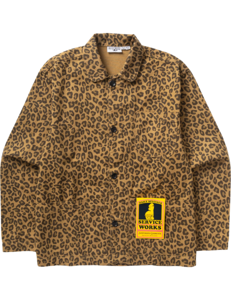 Service Works Patterned Easy Chef Shirt Brown Leopard