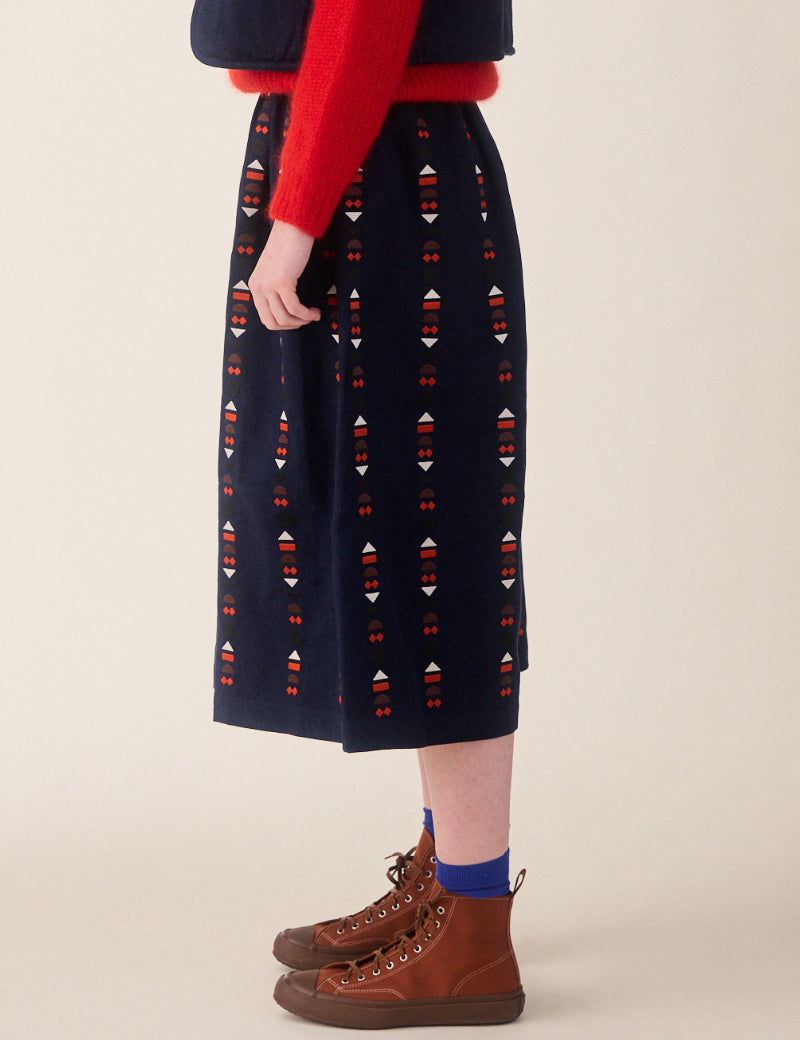 Sideline Ash Skirt Indigo Embroidered Side View