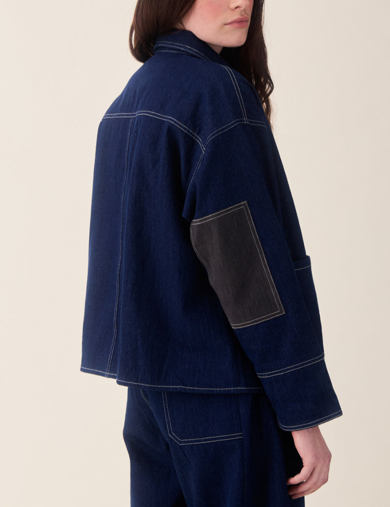 Sideline Frankie Jacket Indigo Elbow Detail