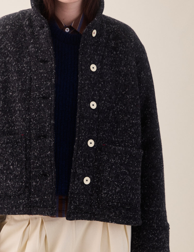 Sideline Grace Jacket Grey Fleck On Model Detail