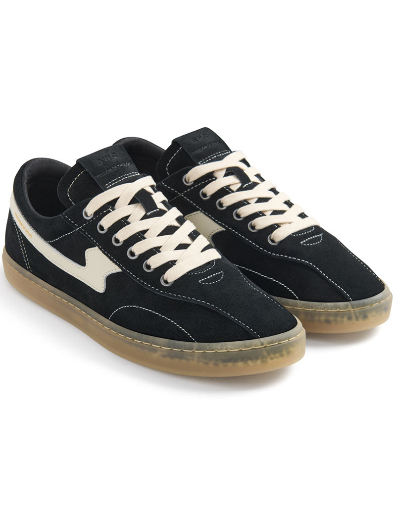 Stepney Workers Club Surma S-Strike Suede Trainers Black, Ecru Angled View
