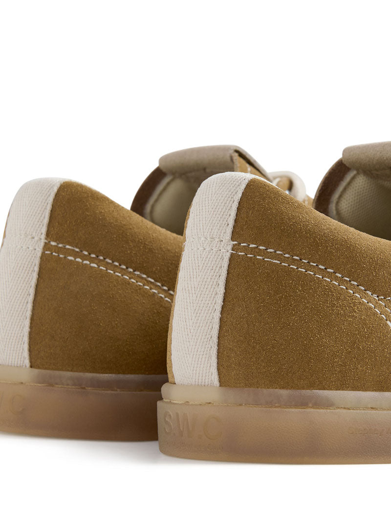 Stepney Workers Club Surma Suede Trainers Camel Heel View