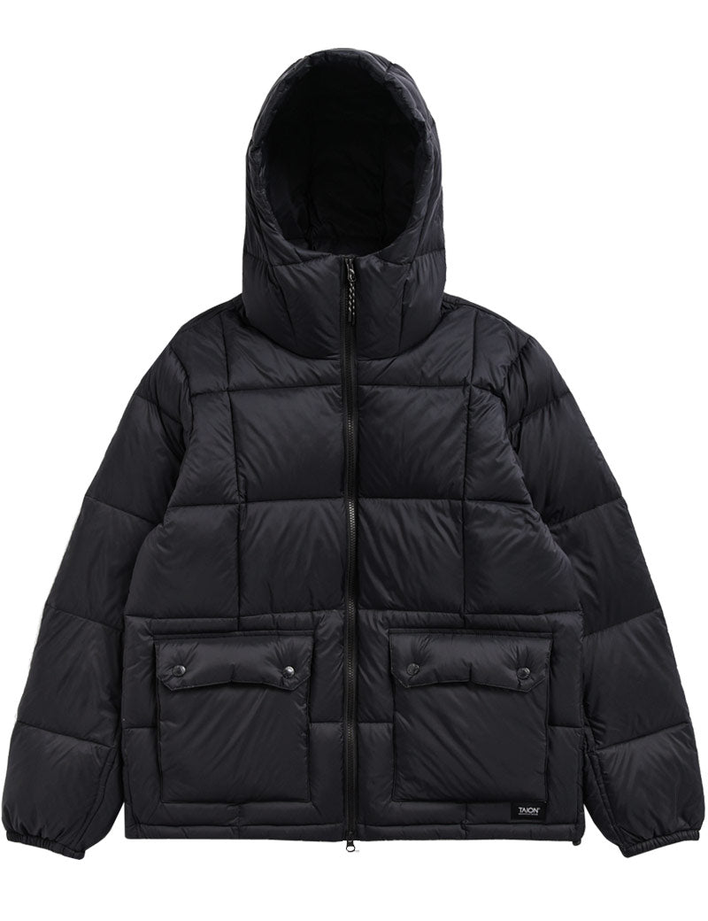 Taion Mountain Packable Volume Down Hoodie Jacket Black