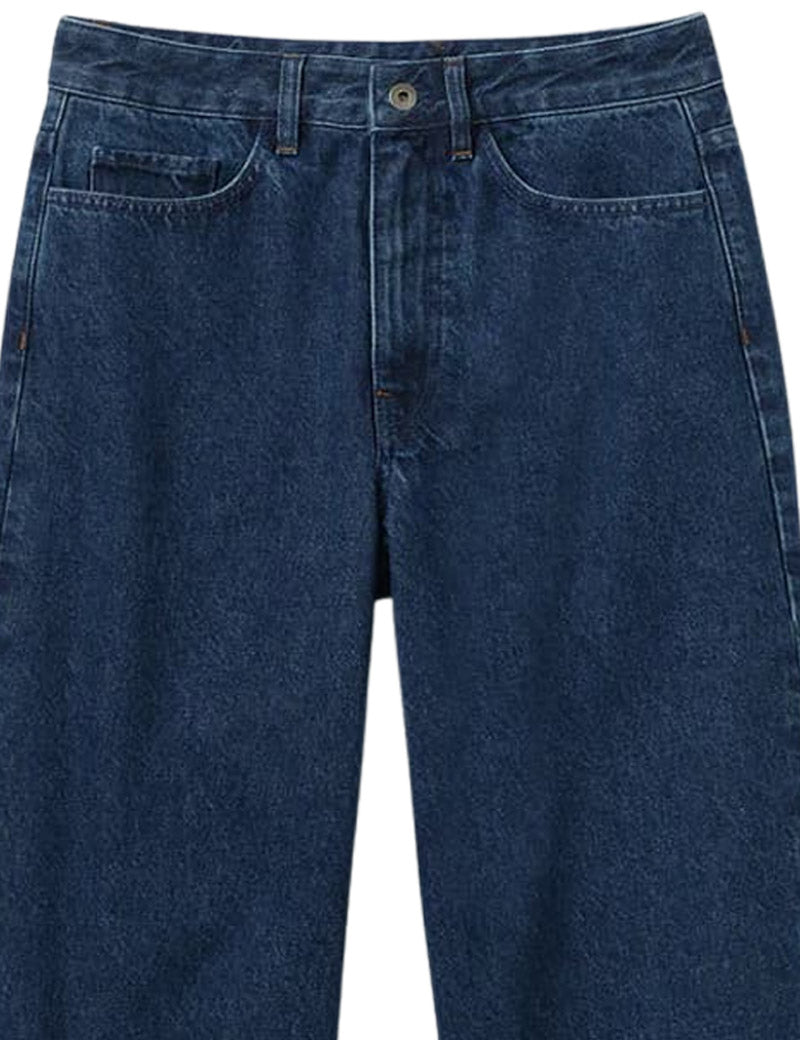 Toast Tapered Indigo Denim Trousers Waistband Detail