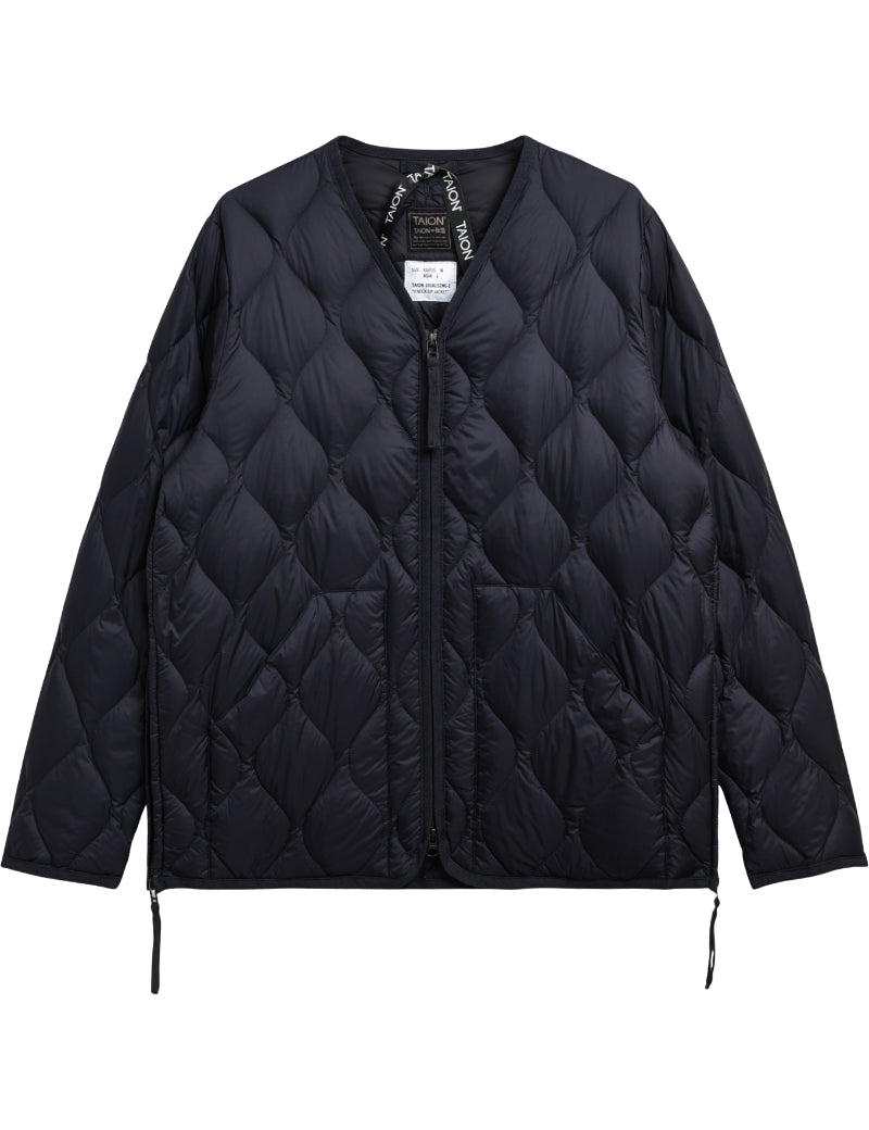 Taion Military V Neck W-Zip Down Jacket Dark Navy