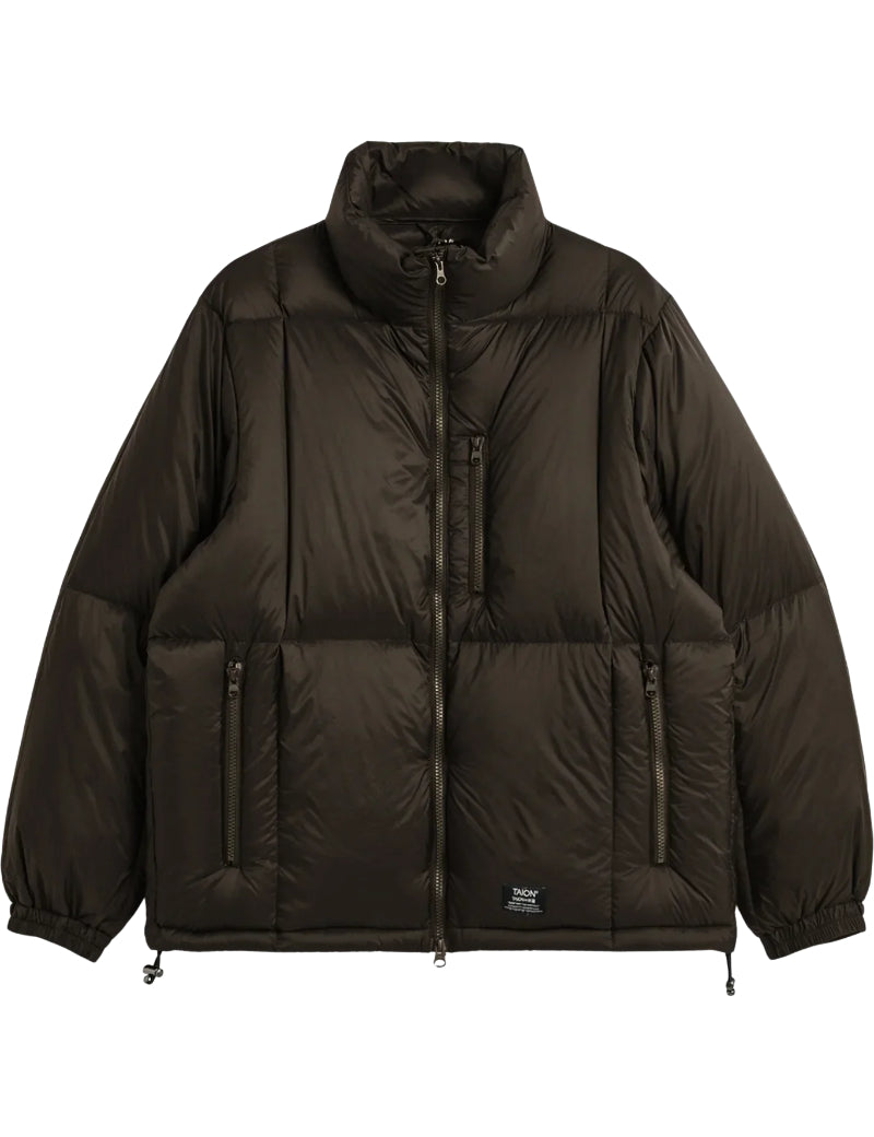 Taion Work W-Zip Volume Down Jacket Dark Brown Front