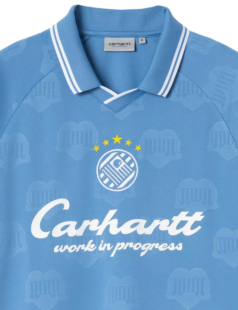 Carhartt WIP S/S Terrace Football T-Shirt Heart Train Jacquard, Curacao Chest Detail
