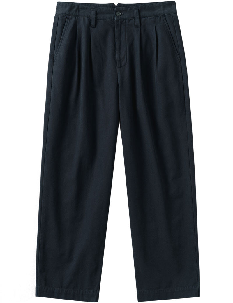 Toast Bill Cotton Wide Leg Trousers Dark Navy Front