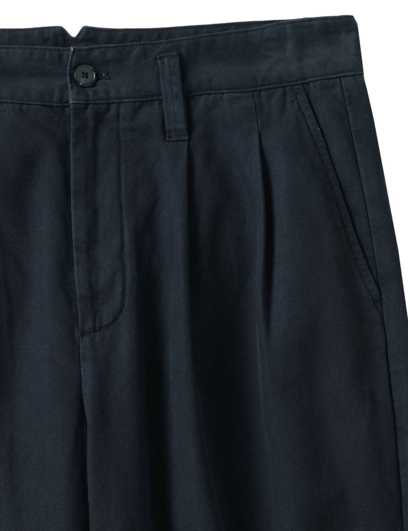 Toast Bill Cotton Wide Leg Trousers Dark Navy Waistband Detail