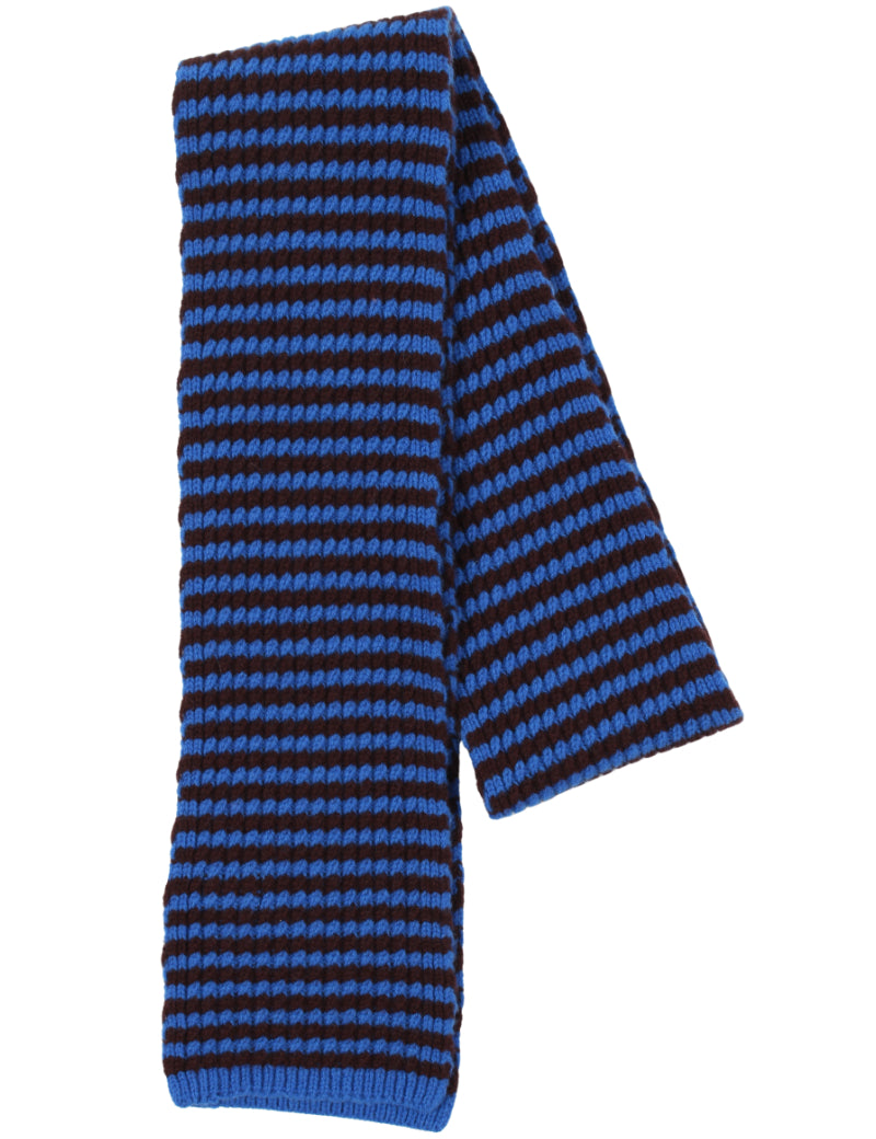 Toast Micro Cable Striped Wool Scarf Cobalt & Prune
