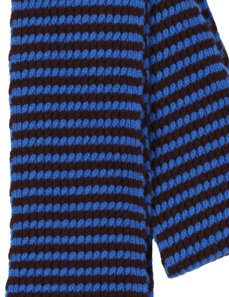 Toast Micro Cable Striped Wool Scarf Cobalt & Prune Knit Detail