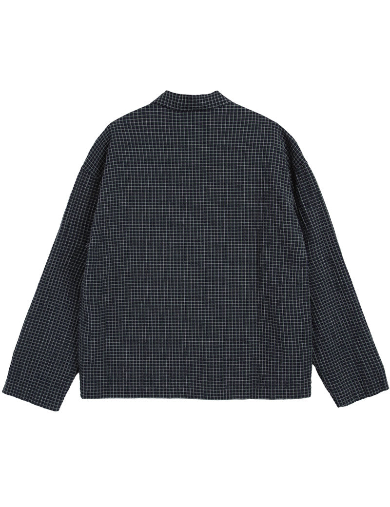 YMC PJ Shirt Waffle Check Navy Back View